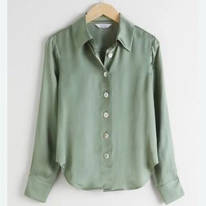 & Other Stories Green Long Sleeve Button Down Shirt